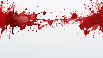Vivid Red Paint Explosion on Clean White Surface with Artistic Splatter Texture - obrazy, fototapety, plakaty