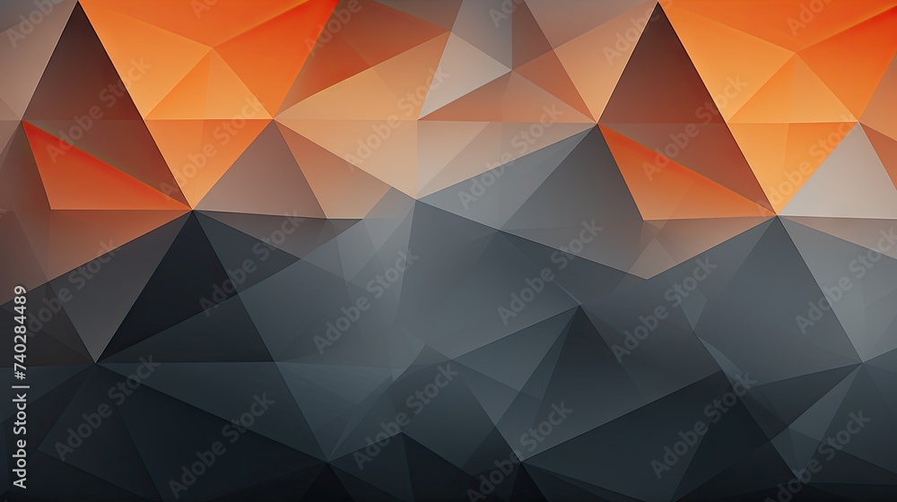 Poster dynamic geometric design with grey and orange polygons for modern abstract background