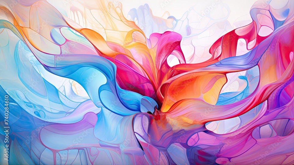 Poster dynamic multicolored brushstrokes create abstract vibrant artwork with splashes of color