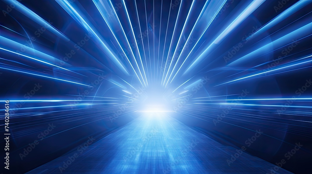 Poster vibrant light rays illuminate abstract tunnel corridor creating a mesmerizing scene