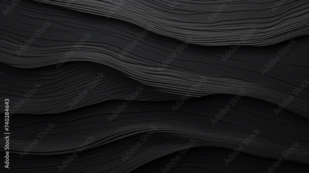 Poster dynamic black texture of wavy lines on a dark wall surface for modern design concepts