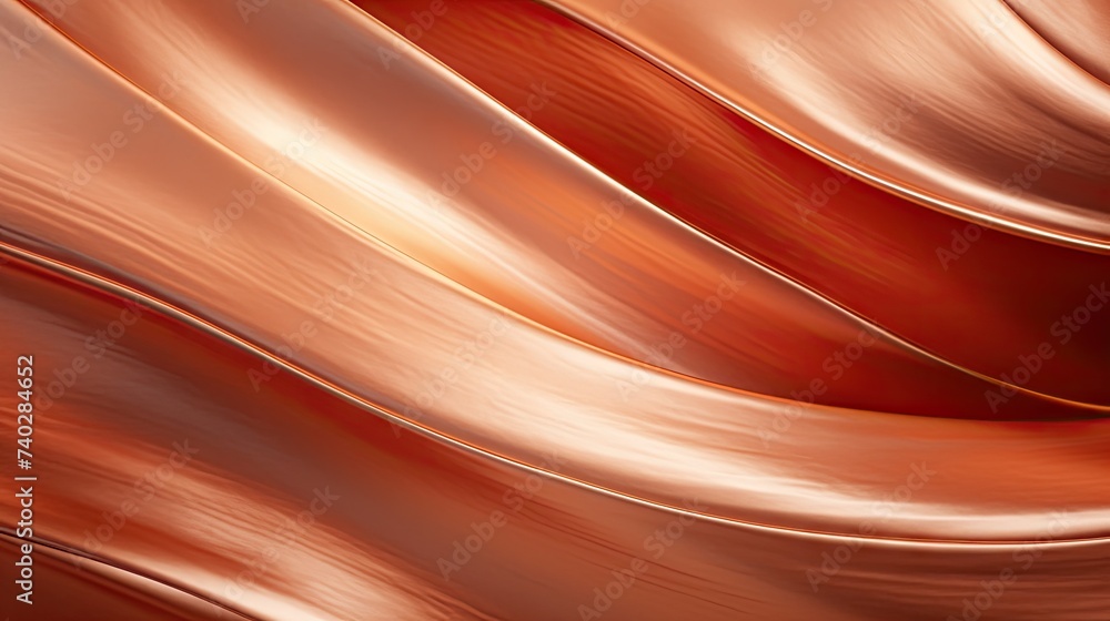 Aufkleber dynamic red and gold metallic wave background with a retro brushed copper surface texture