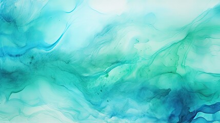 Fototapeta na wymiar Vibrant Teal and Green Abstract Watercolor Background with Fluid Texture