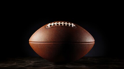 Vibrant American Football Ball Aglow on a Mysterious Black Background