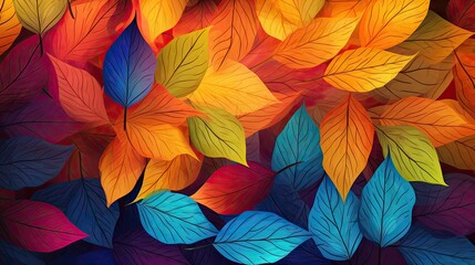 Fototapeta na wymiar Vibrant Autumn Foliage Blanket: Colorful Leaves Scattered Across the Forest Floor