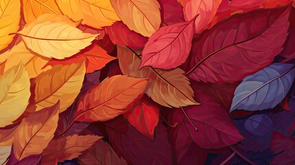 Colorful Autumn Leaves Background with Vibrant Foliage in a Seasonal Forest Setting