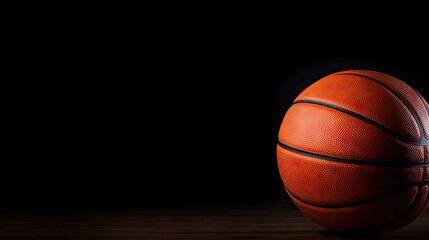 Obraz premium Basketball Ball Resting on Rustic Wooden Table - Sports Equipment Concept