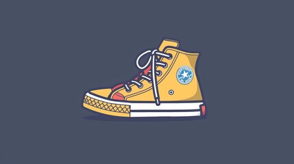 A minimalist vector icon representing sneakers, capturing their essential shape and design features