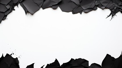 Elegant Black Paper Leaves Scatter Gracefully on Clean White Background for Minimalist Design Concepts