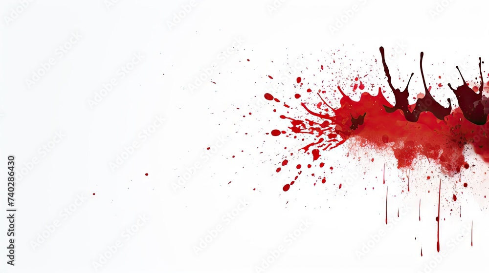 Poster intense blood splashes creating a mesmerizing pattern on a white background