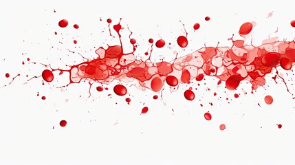 Vibrant Blood Splatters and Drops Creating Abstract Patterns on Transparent Background