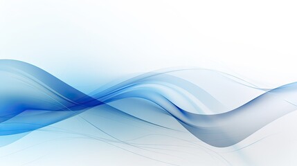 Dynamic Blue Abstract Wave Pattern Flowing on Clean White Background