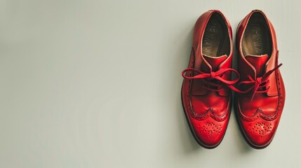 Vintage red shoes showcased against a white background - obrazy, fototapety, plakaty