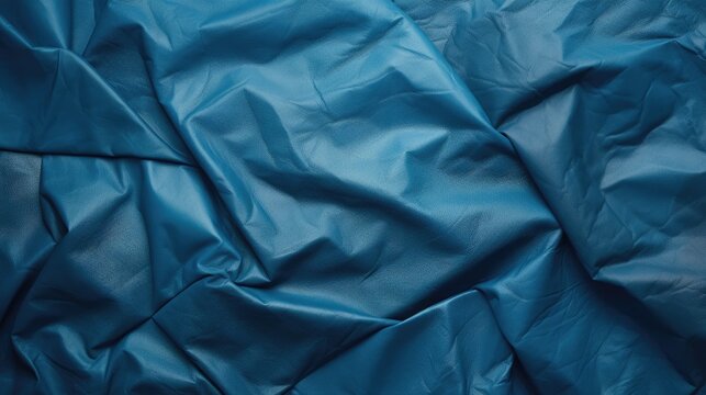 Rich Blue Crumpled Leather Texture: Abstract Background with Intriguing Patterns