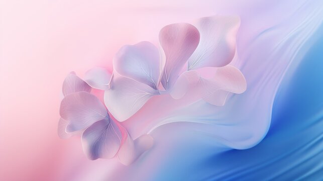 Serene calming soft pastel gradient minimalistic flower background, a fluid flowing abstract banner, dreamy subtle and soothing the senses, flower, concept