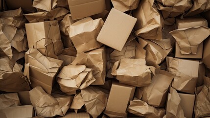 Eco-Friendly Packaging Solution: Stack of Recyclable Cardboard Boxes for Online Store Goods