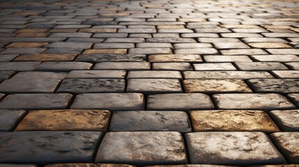Detailed Close-Up of a Cobbled Street Texture with Vintage Charm and History