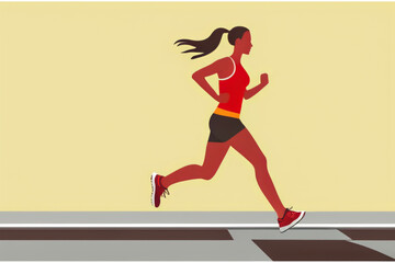Fototapeta na wymiar Energetic Pursuit: Woman Running with Determination