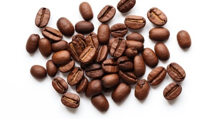 Naklejka premium Rich Aroma of Freshly Roasted Coffee Beans against Clean White Background