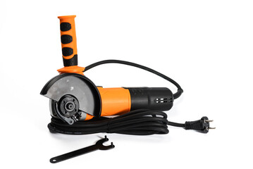 Radial cutting disc machine on white background.