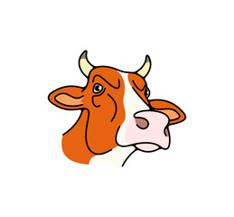 Cow and dairy cow, animal and pet. Livestock, cattle breeding, food and drink, dairy and milk, illustration