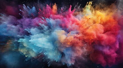 Vibrant Powder Explosion Illuminates the Darkness with a Colorful Display