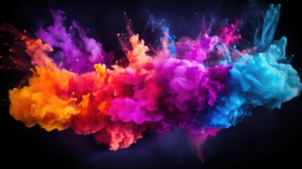 Fototapeta na wymiar Vibrant Burst of Colored Powder Exploding Dramatically on Dark Background