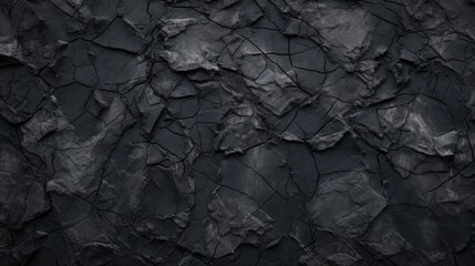 Dramatic Black Wall Texture with Deep Cracks and Weathered Surface - Powered by Adobe