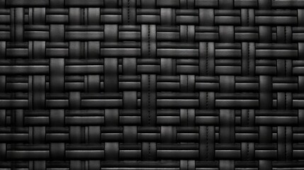 Elegant Black Woven Texture Background with Macro Weave Pattern for Luxury Design