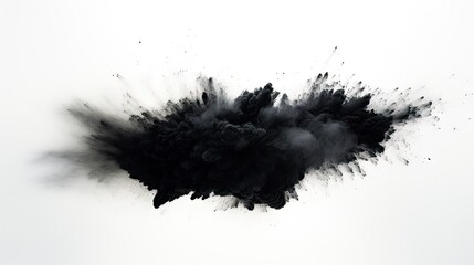 Dynamic Black Ink Burst Creating Abstract Artistic Patterns on White Background