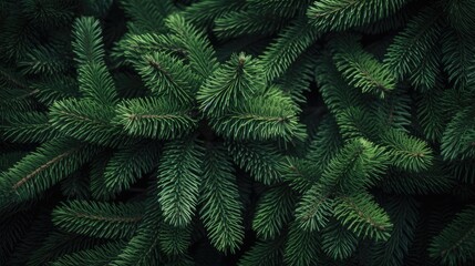 Fototapeta na wymiar Vibrant Pine Tree Close-up Shot in the Wintery Atmosphere of Christmas Season