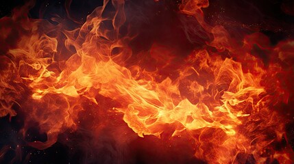 Fototapeta na wymiar Intense Blaze of Fire Flames Illuminating the Dark Night in a Fiery Display of Power