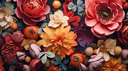 Vibrant Array of Multicolored Flowers in a Whimsical Abstract Floral Collage