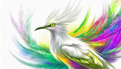 Egzotyczny kolorowy ptak abstrakcyjny - obrazy, fototapety, plakaty
