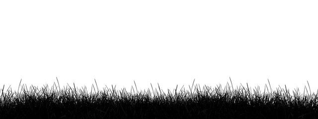 silhouette of black Seamless grass on transparent white background