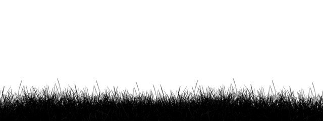 silhouette of black Seamless grass on transparent white background