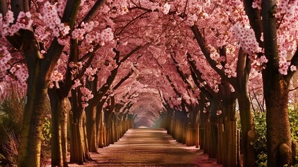 Pink cherry tree tunnel