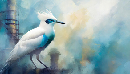 Egzotyczny biały ptak abstrakcyjny - obrazy, fototapety, plakaty