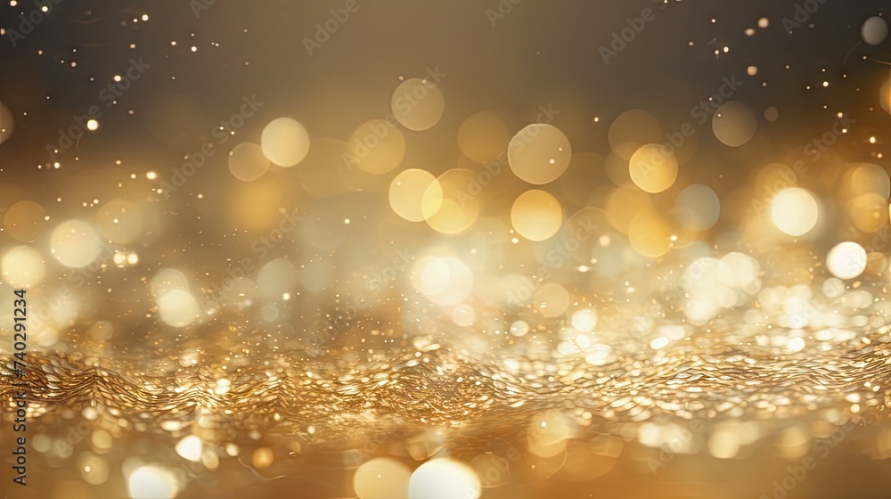 Poster elegant background of golden and silver bokeh lights creating a magical atmosphere
