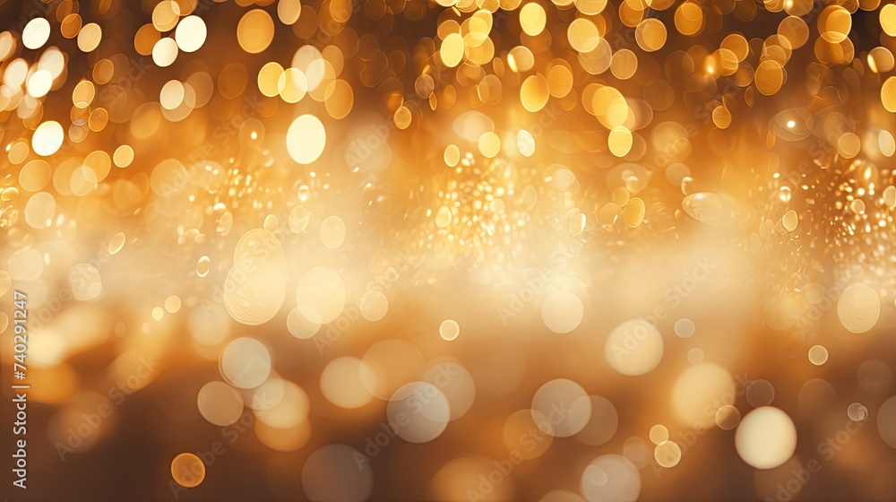 Poster mesmerizing golden bokeh lights background illuminated with radiant sparkles and dazzling glitter do
