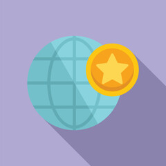 Global featured product icon flat vector. Data start event. Present mobile