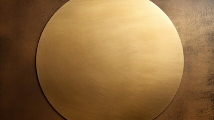 Elegant Gold Oval Shaped Metal Plate on a Luxurious Brown Background