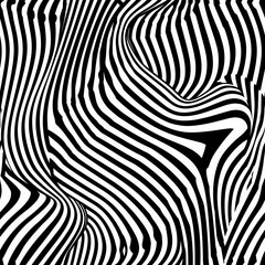 Seamless pattern with twisted lines, vector linear tiling background, stripy weaving, optical maze, twisted stripes