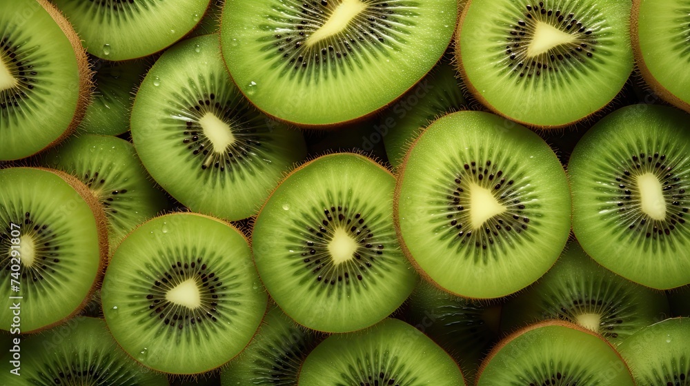 Poster A Vibrant Array of Kiwi Slices Creating a Refreshing and Textured Background