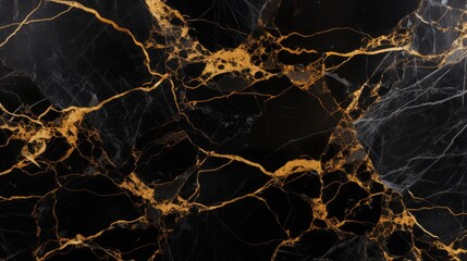 Luxurious Black and Gold Marble Texture with Elegant Veins for Interior Design Projects