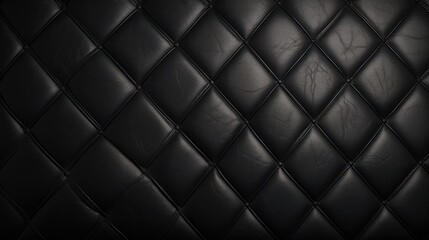 Luxurious Diamond Pattern Black Leather Wallpaper for Elegant Interior Design