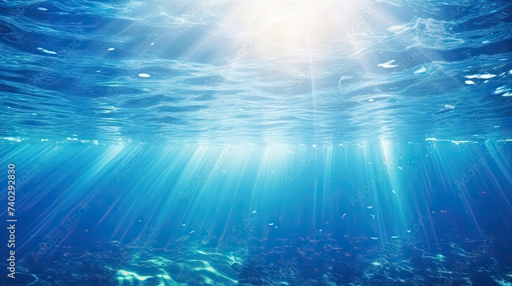 Poster sunlight dancing in the deep blue ocean waters creating a refreshing and serene scene