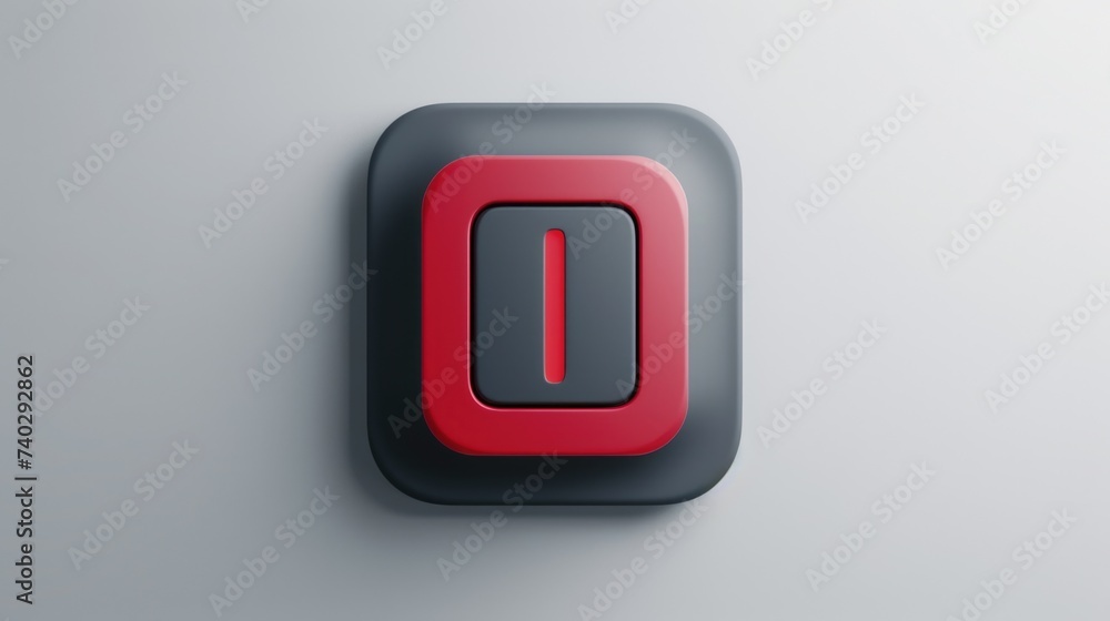 Poster red and gray toggle switch button in 3d style on a white background. ai generative.