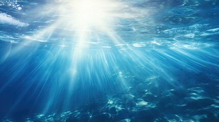 Fototapeta na wymiar Sublime Light Pierces Through Azure Depths of Serene Ocean Water