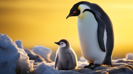 Fototapeta premium Penguins Standing on Snow-Covered Ground